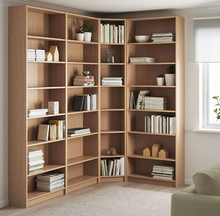 Kệ sách gỗ công nghiệp góc tường